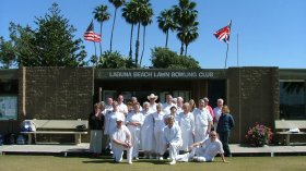A group outside the Laguna beach bowling club